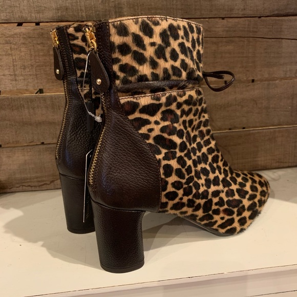 NWT Napoleoni Calf Hair Leopard Heeled Booties - Picture 2 of 14